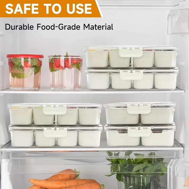 8-Section Portable Food Container with Lidded Compartments for Snacks, Fruits, Nuts - Refrigerator Storage Organizer
