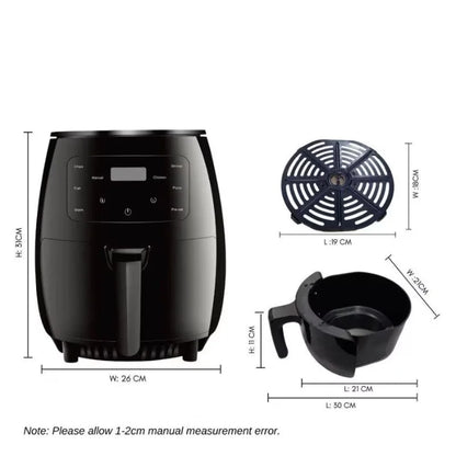 4.8 QT Large Capacity Multifunctional Fully Automatic Digital Air Fryer with Touch Screen, Multiple Preset Cooking Modes, Adjustable Temperature and Timer, Nonstick Detachable Basket for Less-Oil Healthy Cooking of Fries, Chi